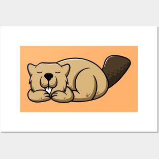 Cute Otter Sleeping Posters and Art